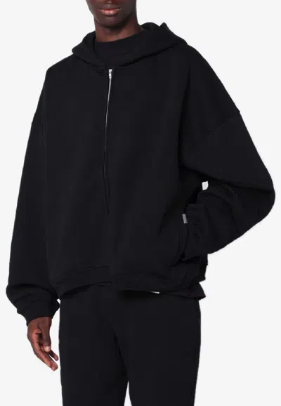 Represent Initial Hooded Cotton Sweatshirt In Black