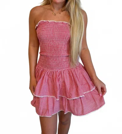 Buttermelon Boulevard Ready Smocked Dress In Red In Pink