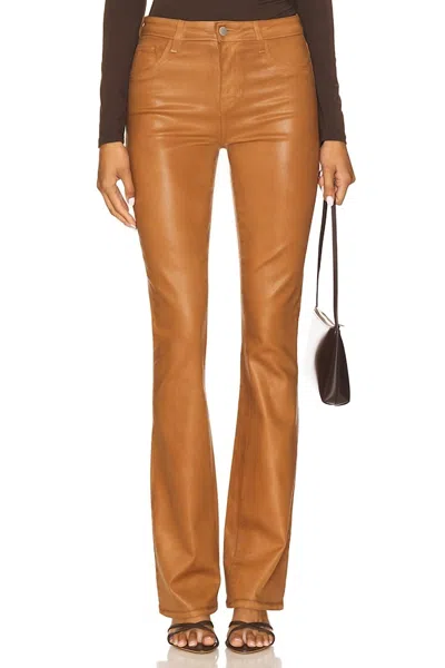 L'agence Selma High Rise Sleek Baby Bootcut Pants In Cognac Coated In Brown