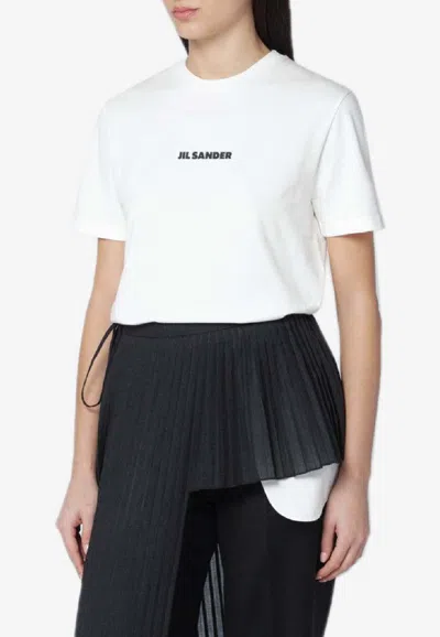 Jil Sander Crewneck Short Sleeves Classic Logo Print T-shirt In White