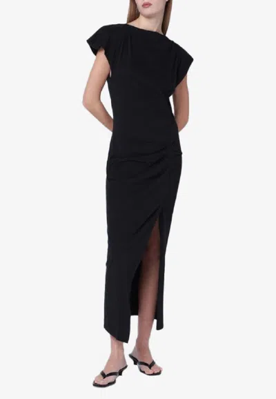 Isabel Marant Nadela Cotton Jersey Long Dress In Black