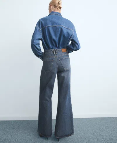 Mango Women's High-waisted Wide-leg Jeans In Blue