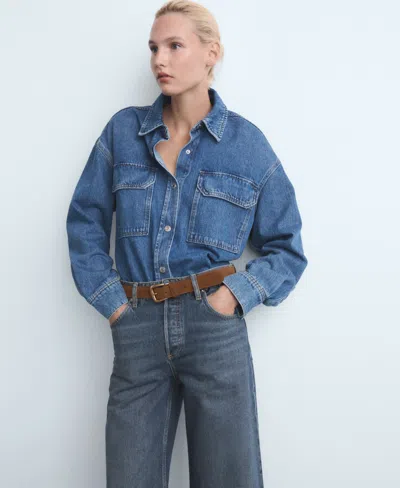 Mango Women's High-waisted Wide-leg Jeans In Blue