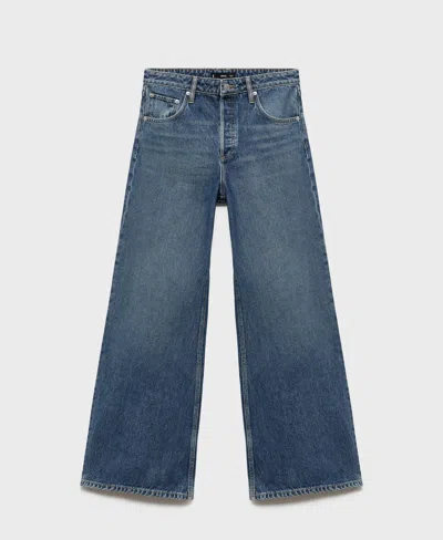 Mango Women's High-waisted Wide-leg Jeans In Blue