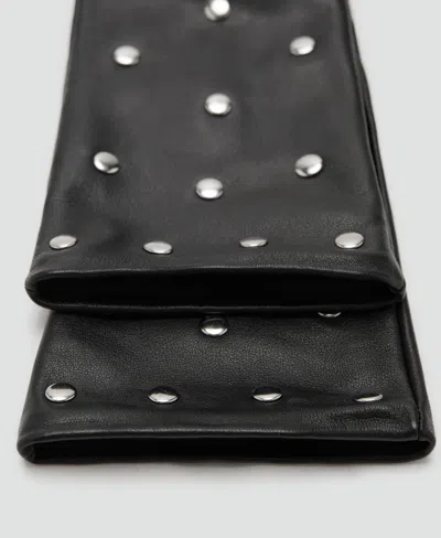 Mango Women's Studded Leather Gloves In Black