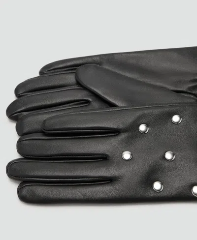 Mango Women's Studded Leather Gloves In Black