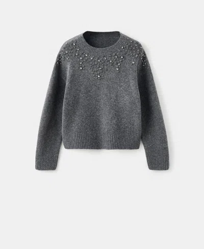 Mango Women's Sequins Knitted Sweater In Gray