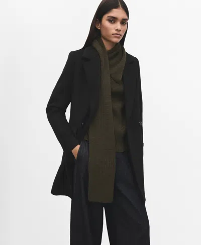 Mango Double-breasted Wool Blend Coat In Black