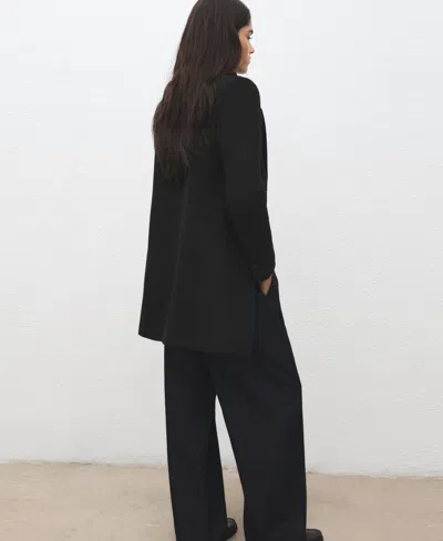 Mango Double-breasted Wool Blend Coat In Black