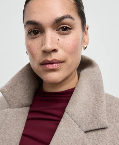 Mango Double-breasted Wool Blend Coat In Animal Print