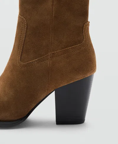 Mango Women's Suede Block-heel Boots In Brown