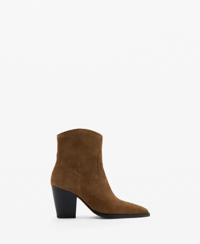 Mango Women's Suede Block-heel Boots In Brown