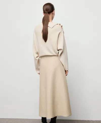 Mango Penny A-line Wool Blend Midi Skirt In Sand