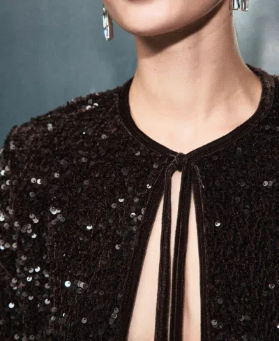 Mango Women's Sequins And Bow Velvet Jacket In Multi