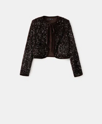 Mango Women's Sequins And Bow Velvet Jacket In Multi