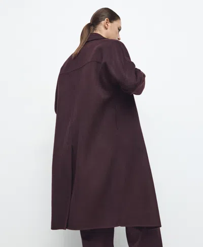 Mango Handmade Oversized Wool Coat Wine In Burgundy