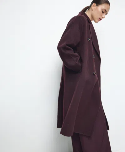 Mango Handmade Oversized Wool Coat Wine In Burgundy