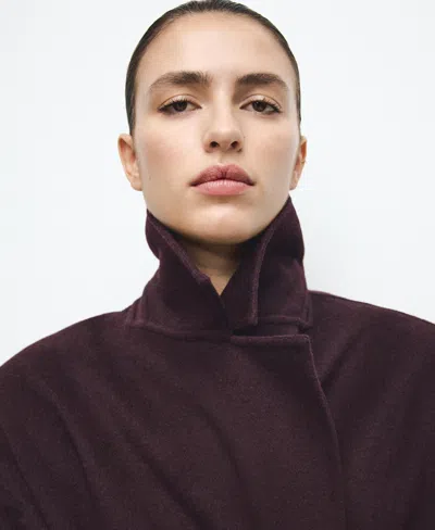 Mango Handmade Oversized Wool Coat Wine In Burgundy