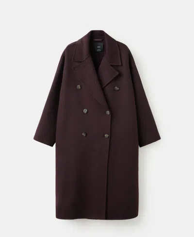 Mango Handmade Oversized Wool Coat Wine In Burgundy