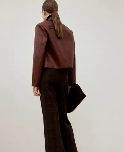 Mango Faux Leather Jacket In Brown