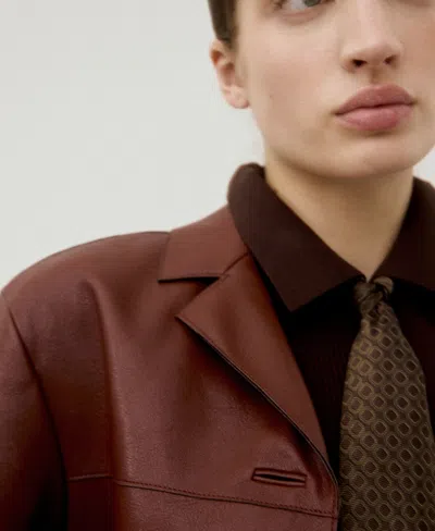 Mango Faux Leather Jacket In Brown