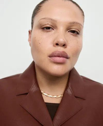 Mango Faux Leather Jacket In Brown