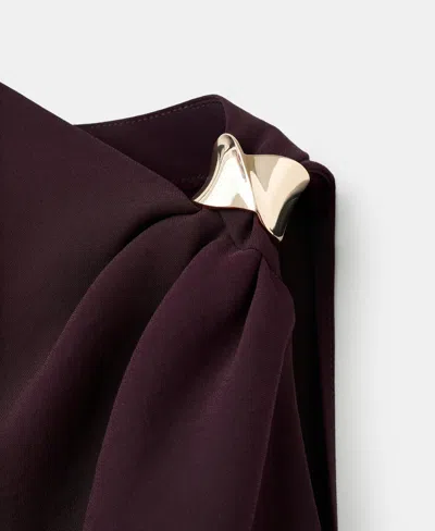 Mango Ruched Asymmetric Top In Burgundy