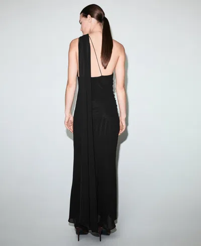 Mango Women's Asymmetrical Scarf Dress In Black