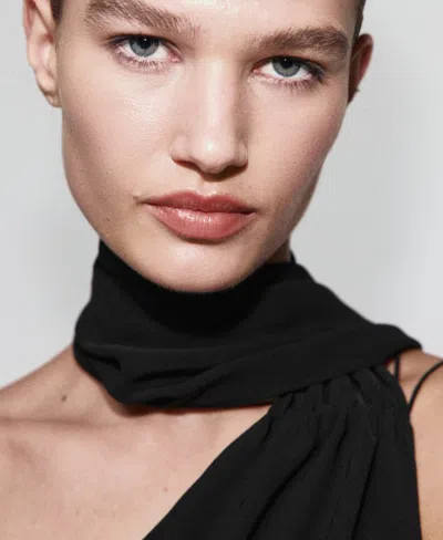 Mango Women's Asymmetrical Scarf Dress In Black