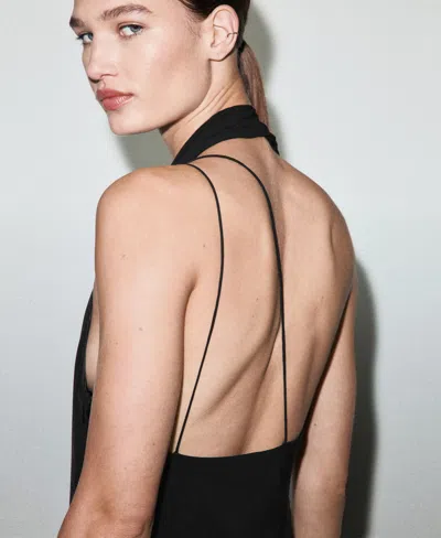 Mango Women's Asymmetrical Scarf Dress In Black