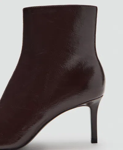 Mango Women's Pointed Heel Ankle Boot In Burgundy