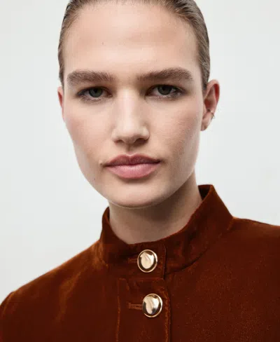 Mango Women's Buttons Velvet Jacket In Orange