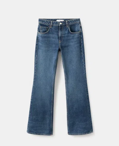 Mango Low Rise Flare Jeans In Blue