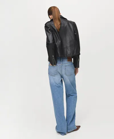 Mango Women's Leather Biker Jacket In Black