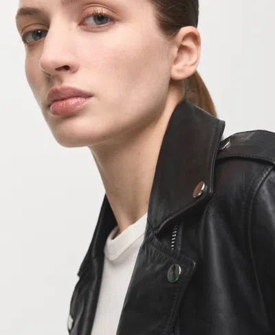 Mango Women's Leather Biker Jacket In Black