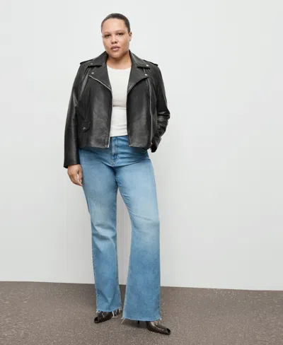 Mango Women's Leather Biker Jacket In Black