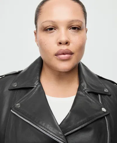 Mango Women's Leather Biker Jacket In Black