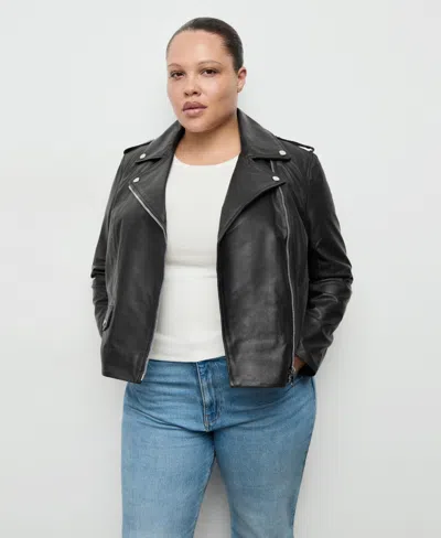 Mango Women's Leather Biker Jacket In Black