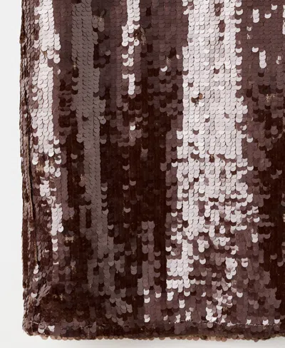 Mango Sequin Midi Skirt Medium Brown In Brown