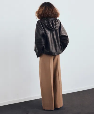 Mango Pleated Straight Leg Pants In Brown