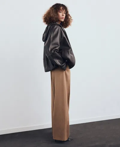 Mango Pleated Straight Leg Pants In Brown