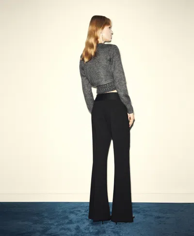 Mango Lurex Cropped Cardigan Grey In Gray