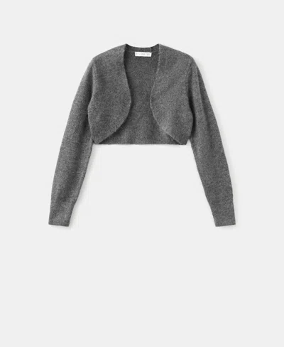 Mango Lurex Cropped Cardigan Grey In Gray
