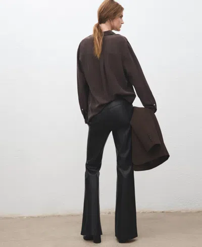 Mango Women's Faux-leather Flared Pants In Black