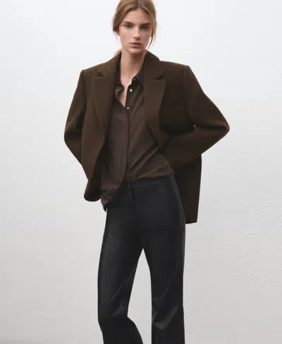 Mango Women's Faux-leather Flared Pants In Black