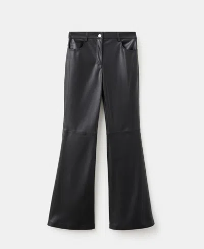 Mango Women's Faux-leather Flared Pants In Black
