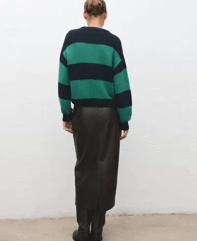 Mango Women's Knit Striped Sweater In Green