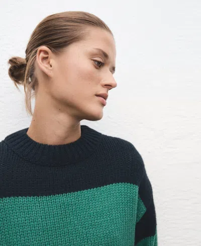 Mango Women's Knit Striped Sweater In Green