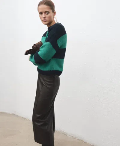 Mango Women's Knit Striped Sweater In Green