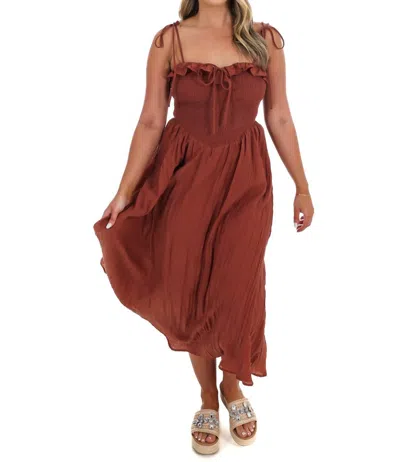 Klesis Inspired By You Midi Dress In Rust In Brown